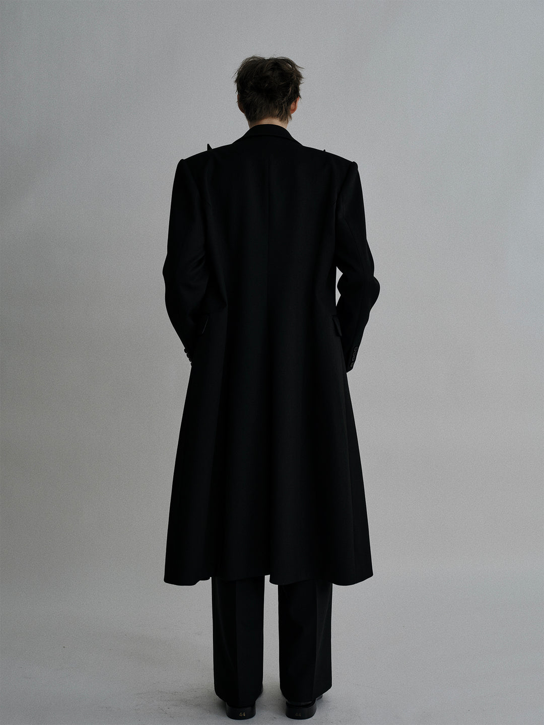 Long Satin Blazer With Peak - Lapel Design And A Cinched Waist