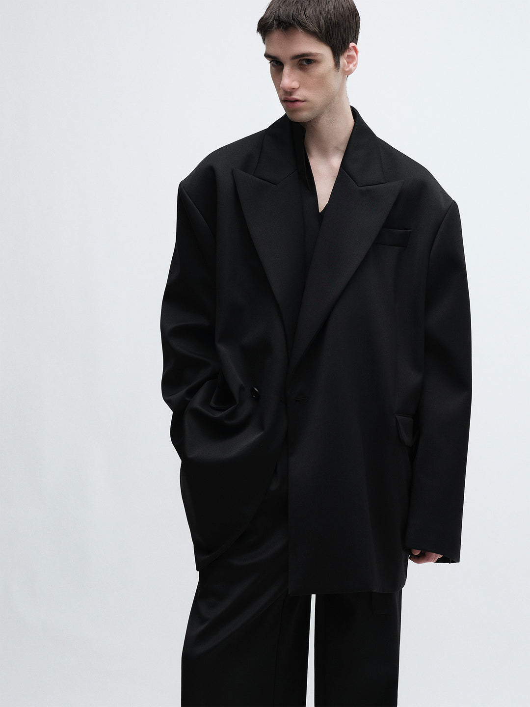 Oversized Wool Blazer with Subtle Sheen