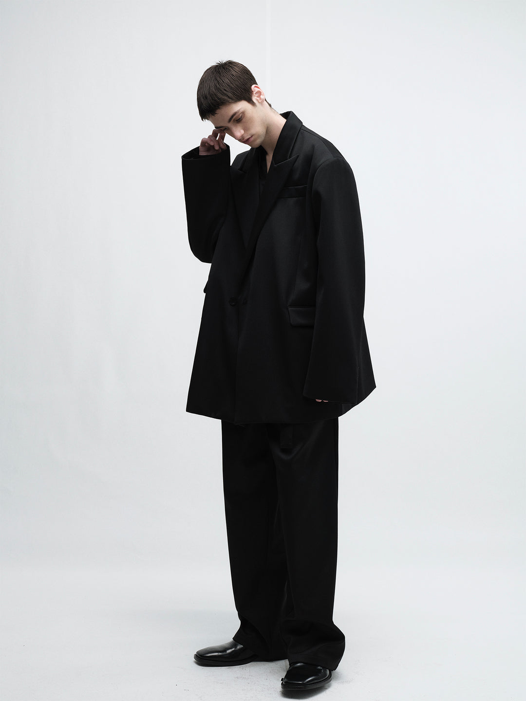 Oversized Wool Blazer with Subtle Sheen