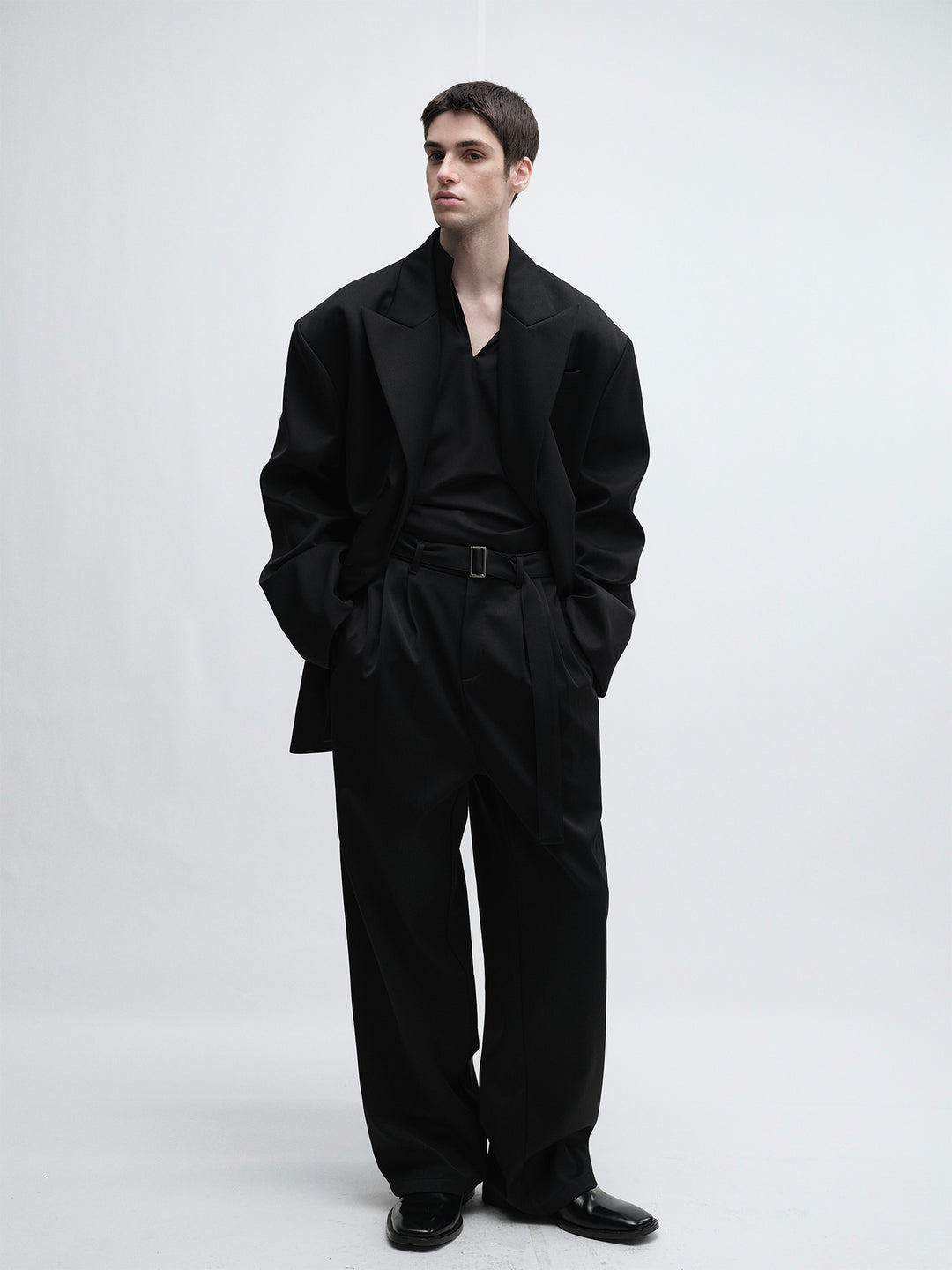 Oversized Wool Blazer with Subtle Sheen