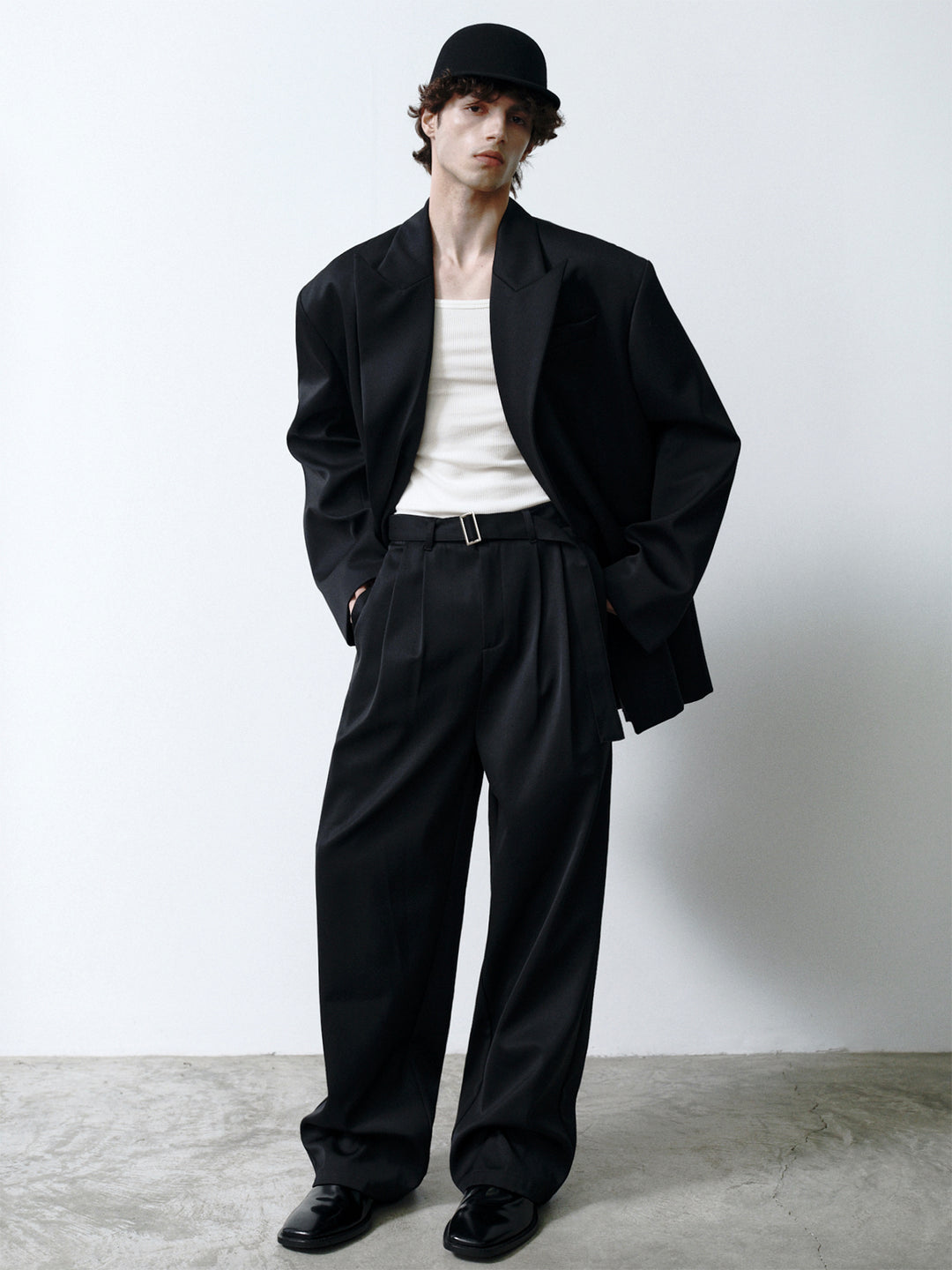 Oversized Wool Blazer with Subtle Sheen