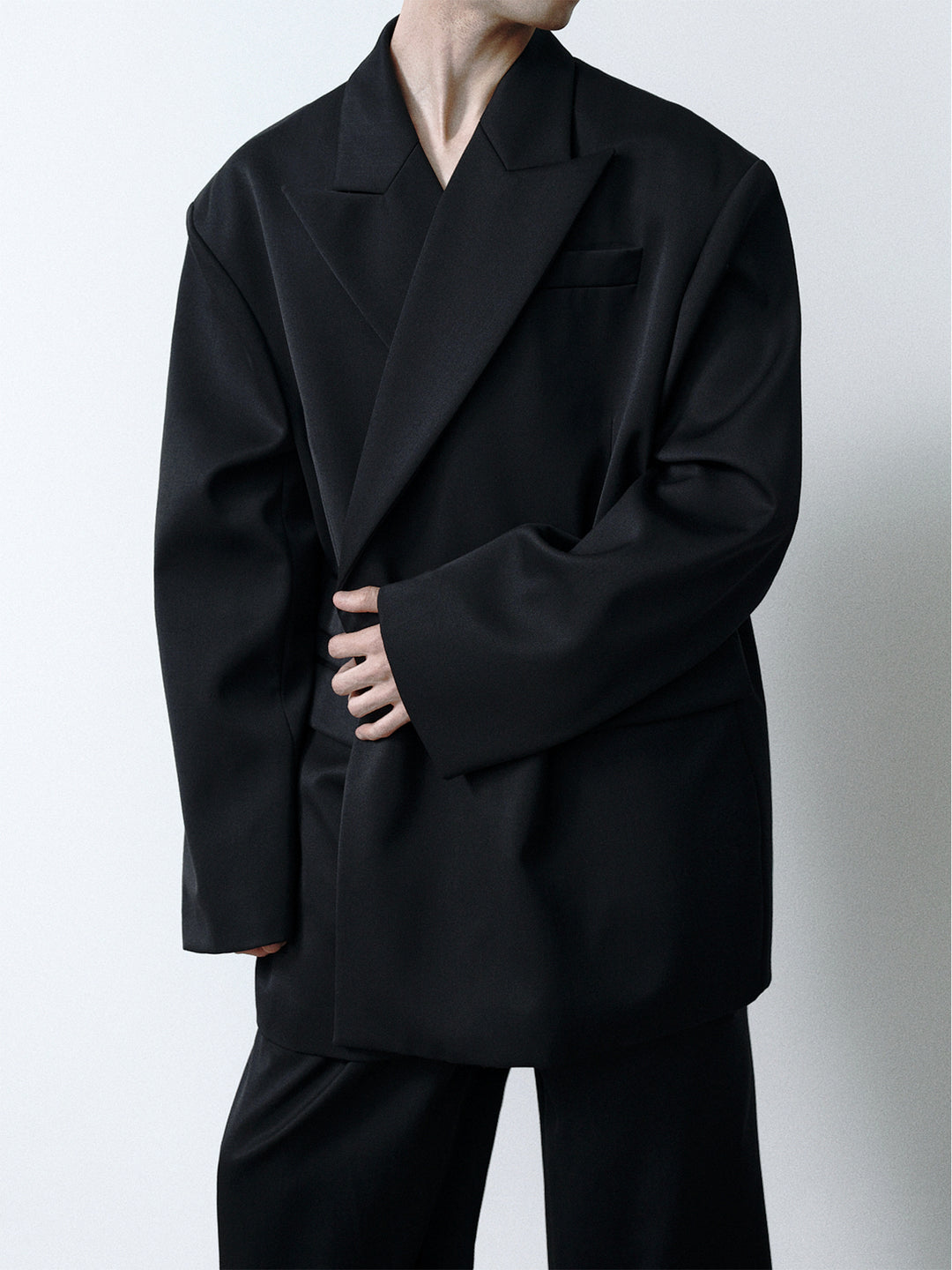 Oversized Wool Blazer with Subtle Sheen