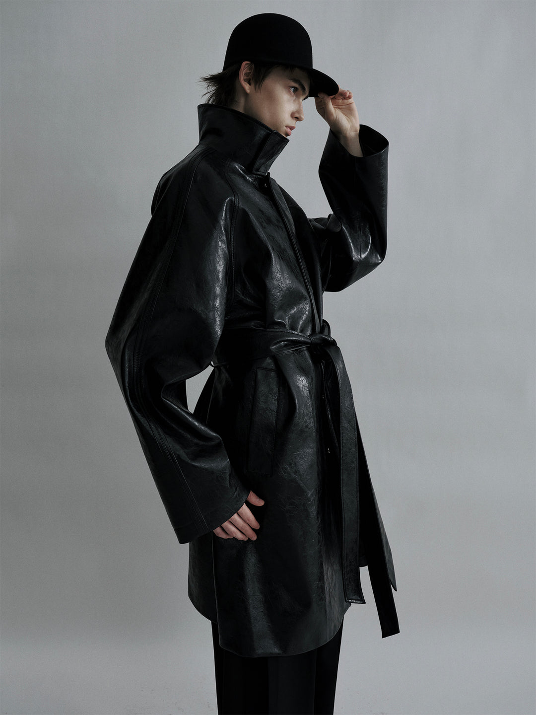 Oversized Longline Artificial Waxed Leather Killer Coat