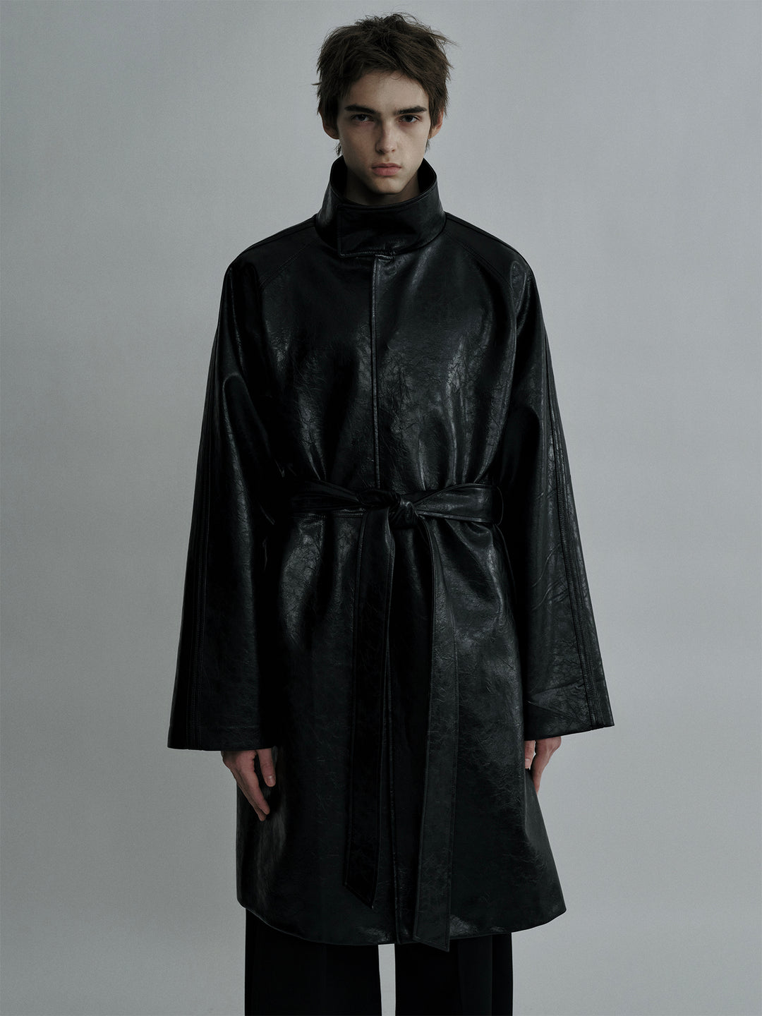 Oversized Longline Artificial Waxed Leather Killer Coat