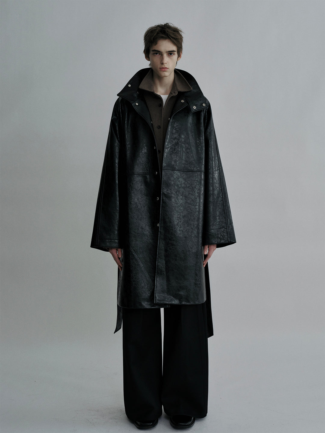Oversized Longline Artificial Waxed Leather Killer Coat