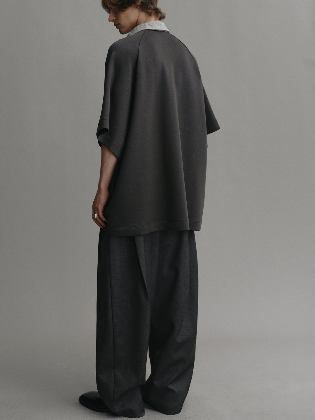 Wool Lapel Spliced Design Airy Silhouette T-Shirt