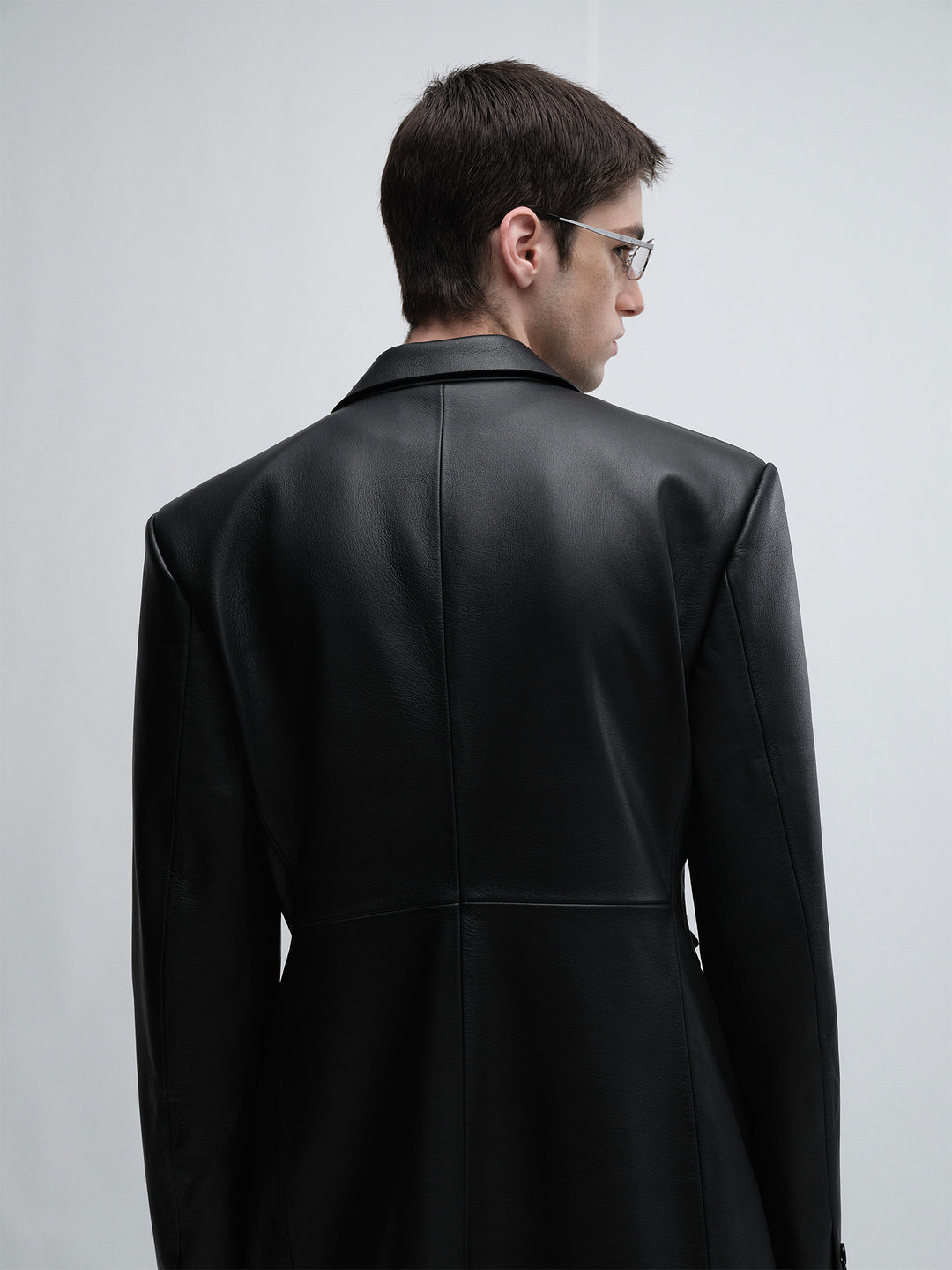 Cowhide Waist-Cinching Design Blazer