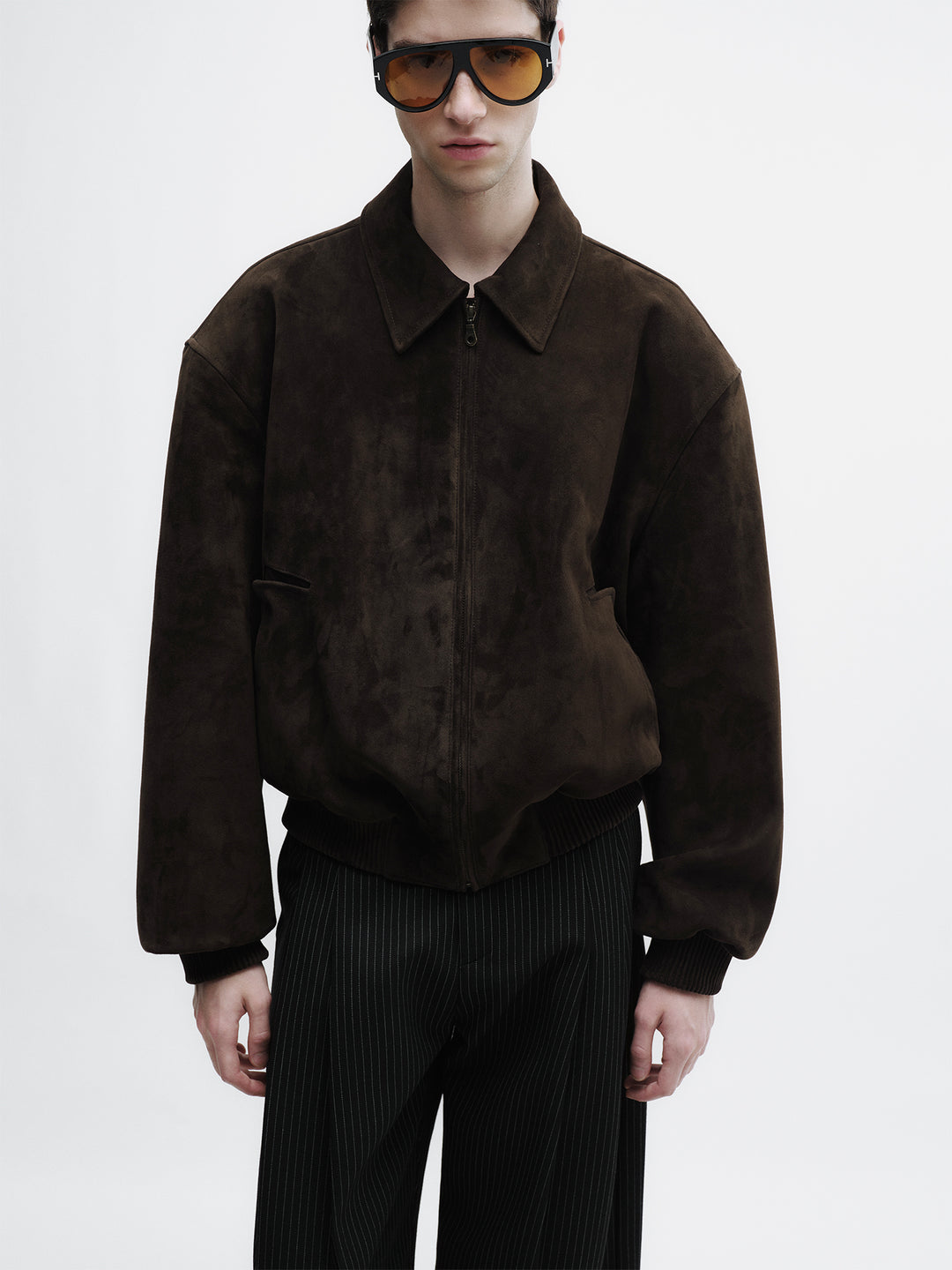 Suede Sheepskin Leather Vintage Brown Jacket Coat