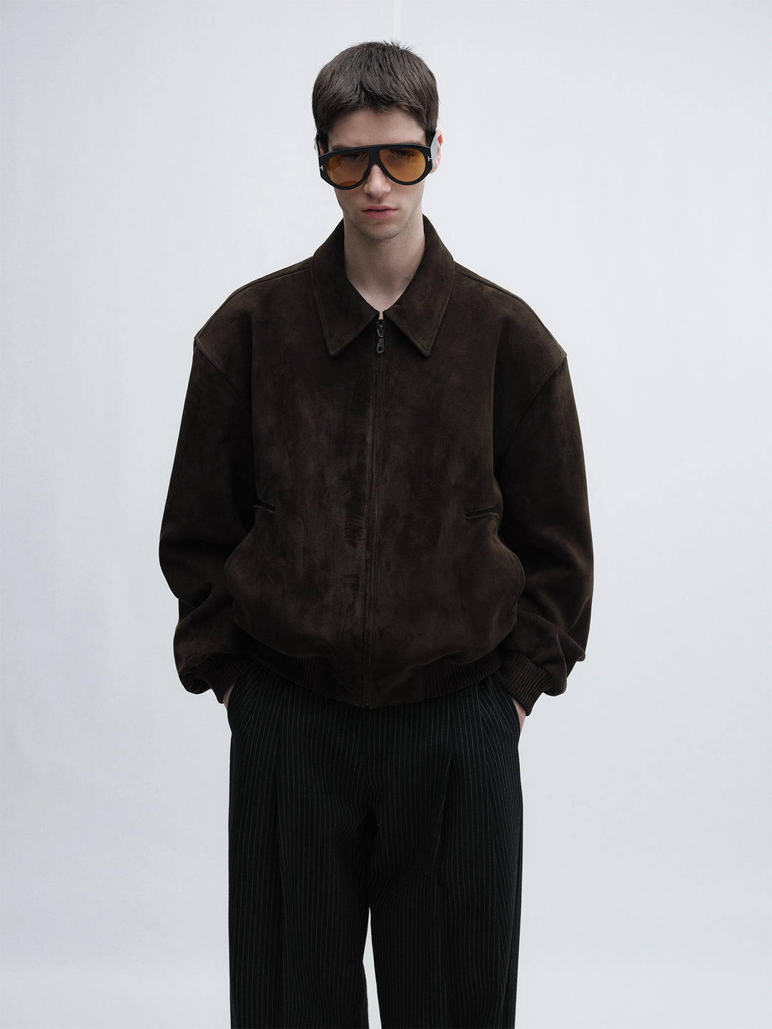 Suede Sheepskin Leather Vintage Brown Jacket Coat