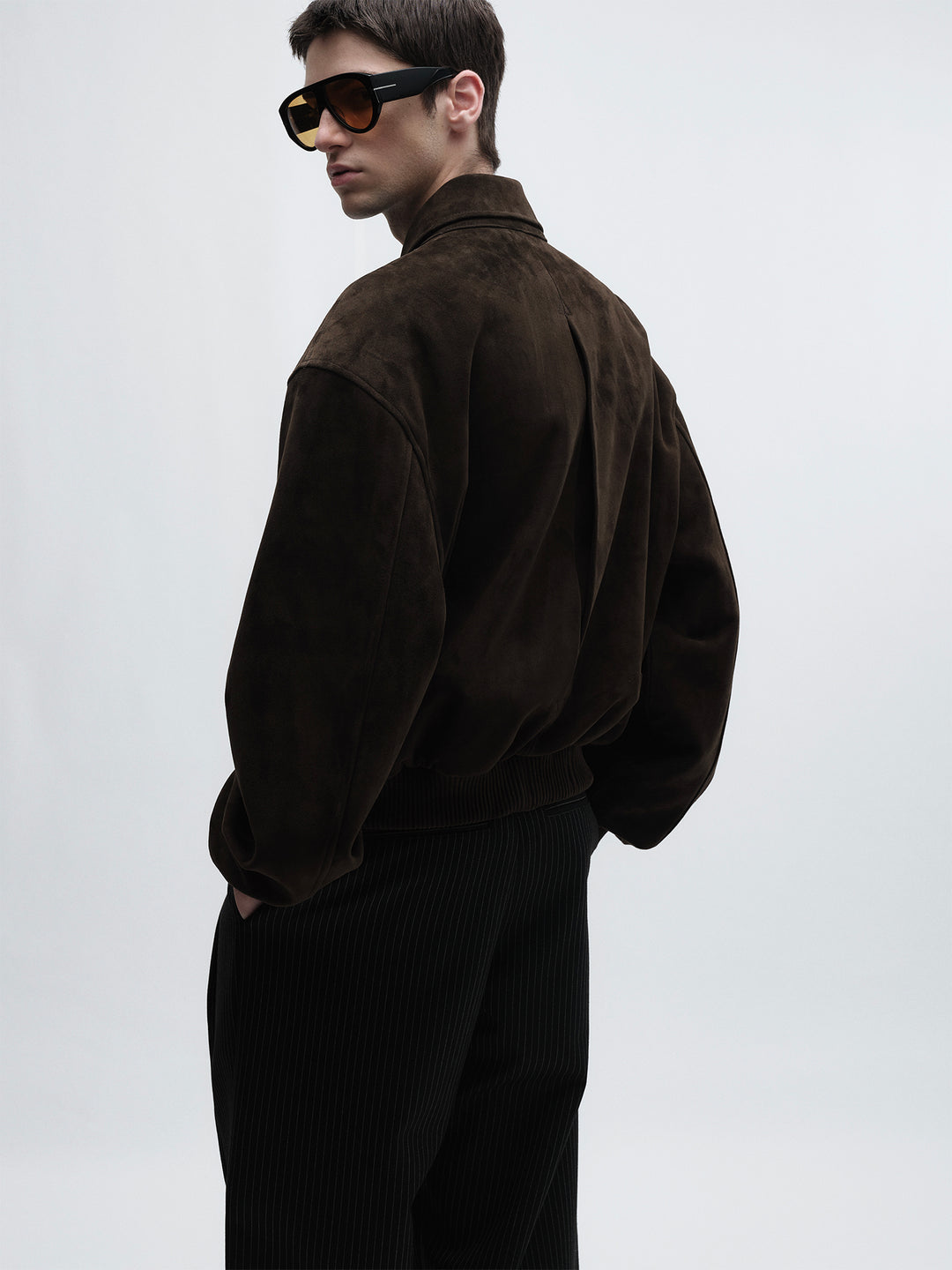 Suede Sheepskin Leather Vintage Brown Jacket Coat