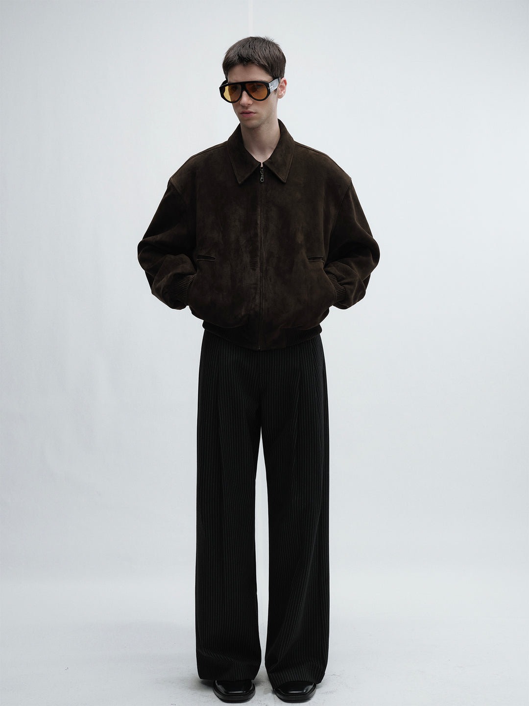 Suede Sheepskin Leather Vintage Brown Jacket Coat