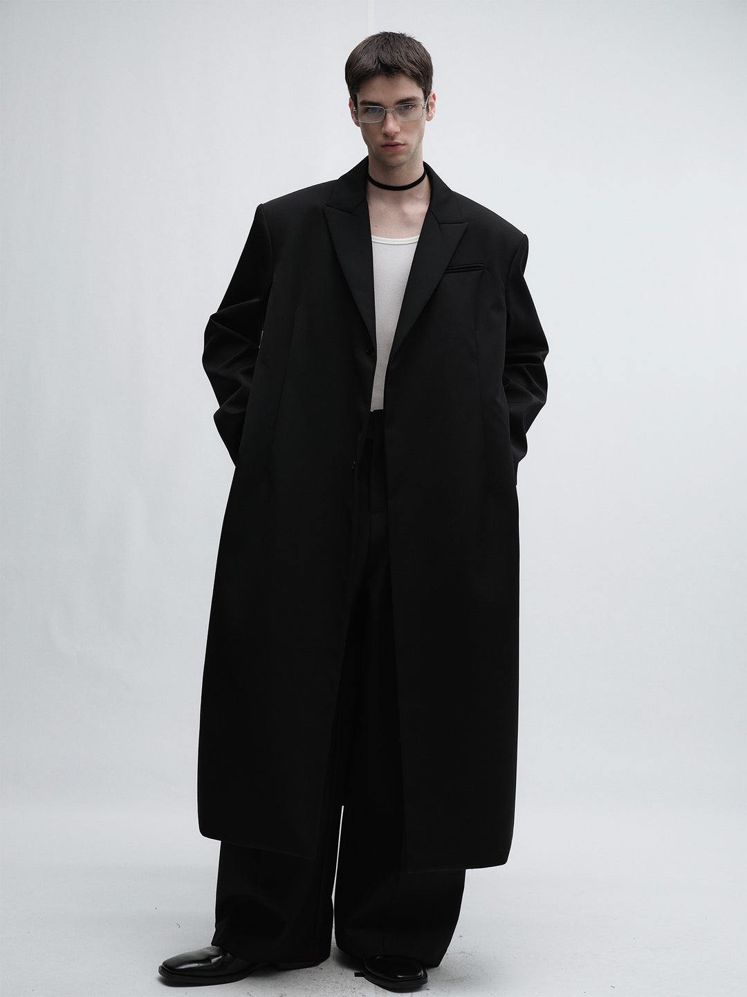 Minimalist Long Wool Blazer Coat