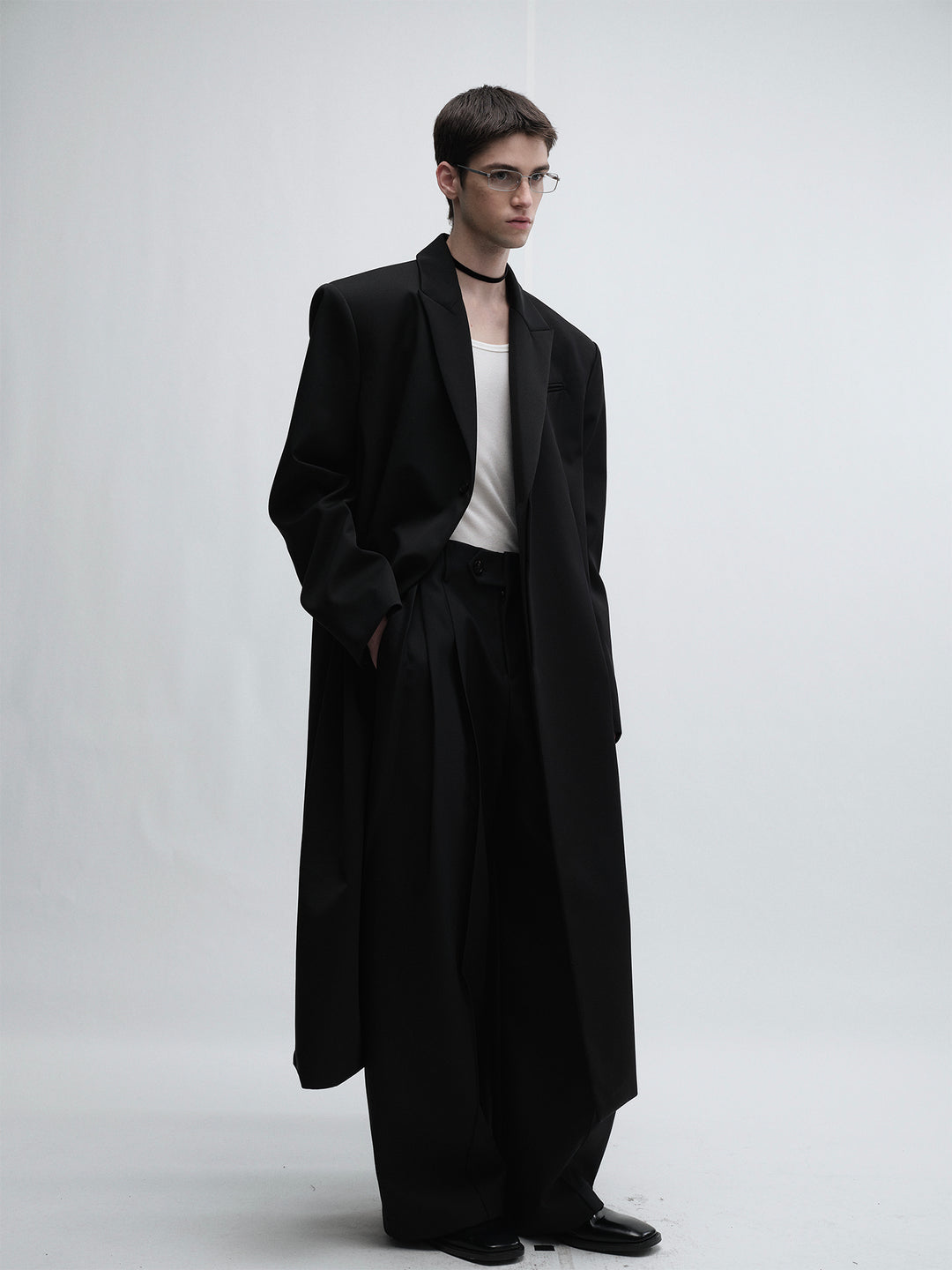 Minimalist Long Wool Blazer Coat
