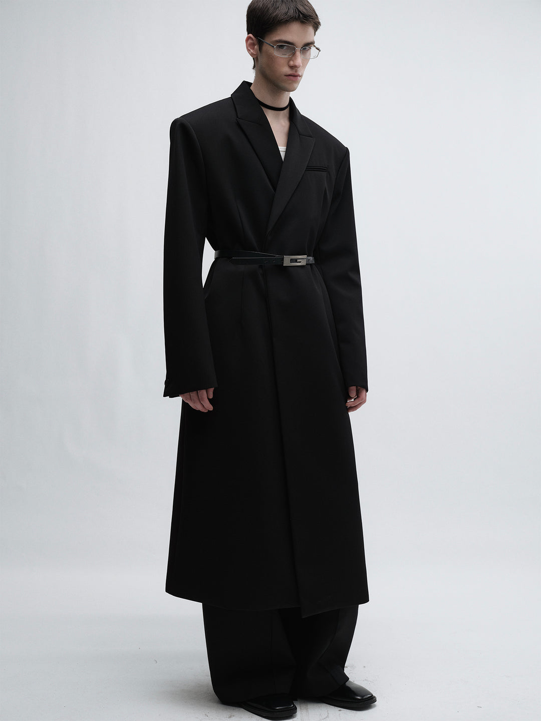 Minimalist Long Wool Blazer Coat