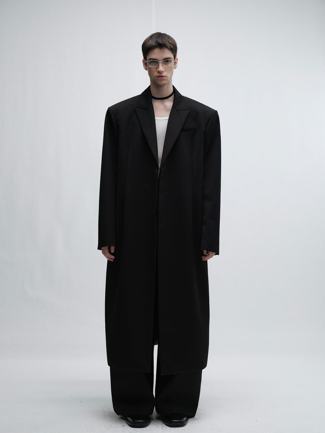 Minimalist Long Wool Blazer Coat