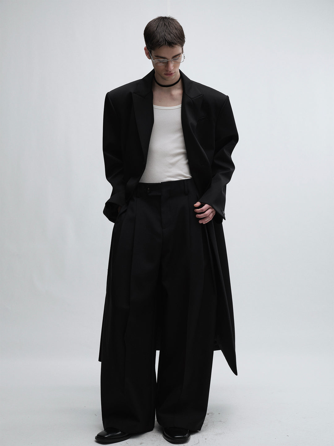 Minimalist Long Wool Blazer Coat