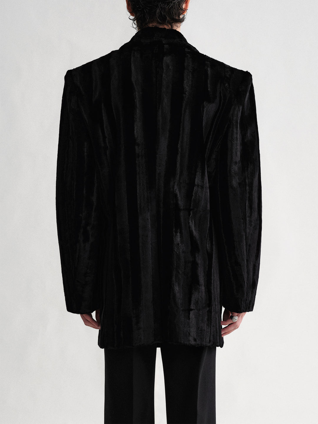 Mid-Length Coat With Acetate Suede Texture And Double-Breasted Design