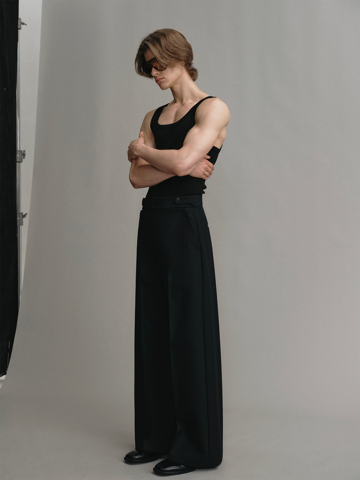 Crew neck slim ribbed knit tank top
