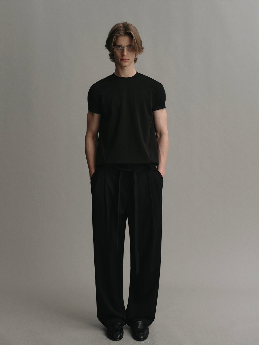 Wide-leg Wool Trousers With Australian Wool Belt Design