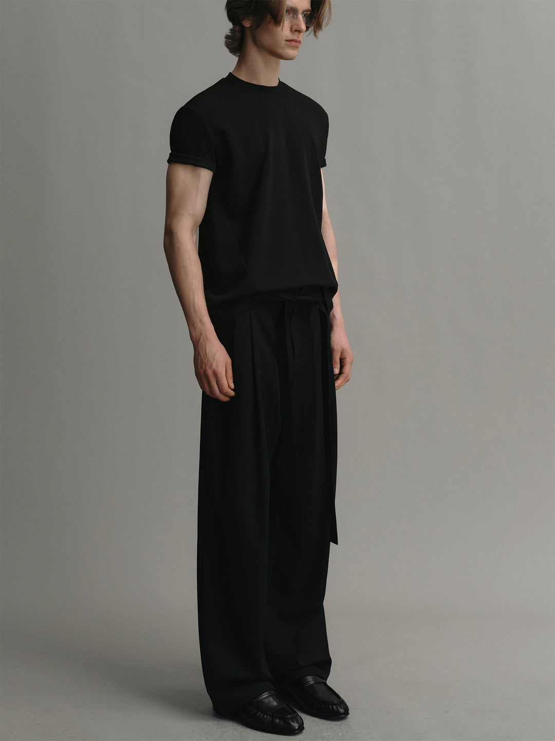 Wide-leg Wool Trousers With Australian Wool Belt Design