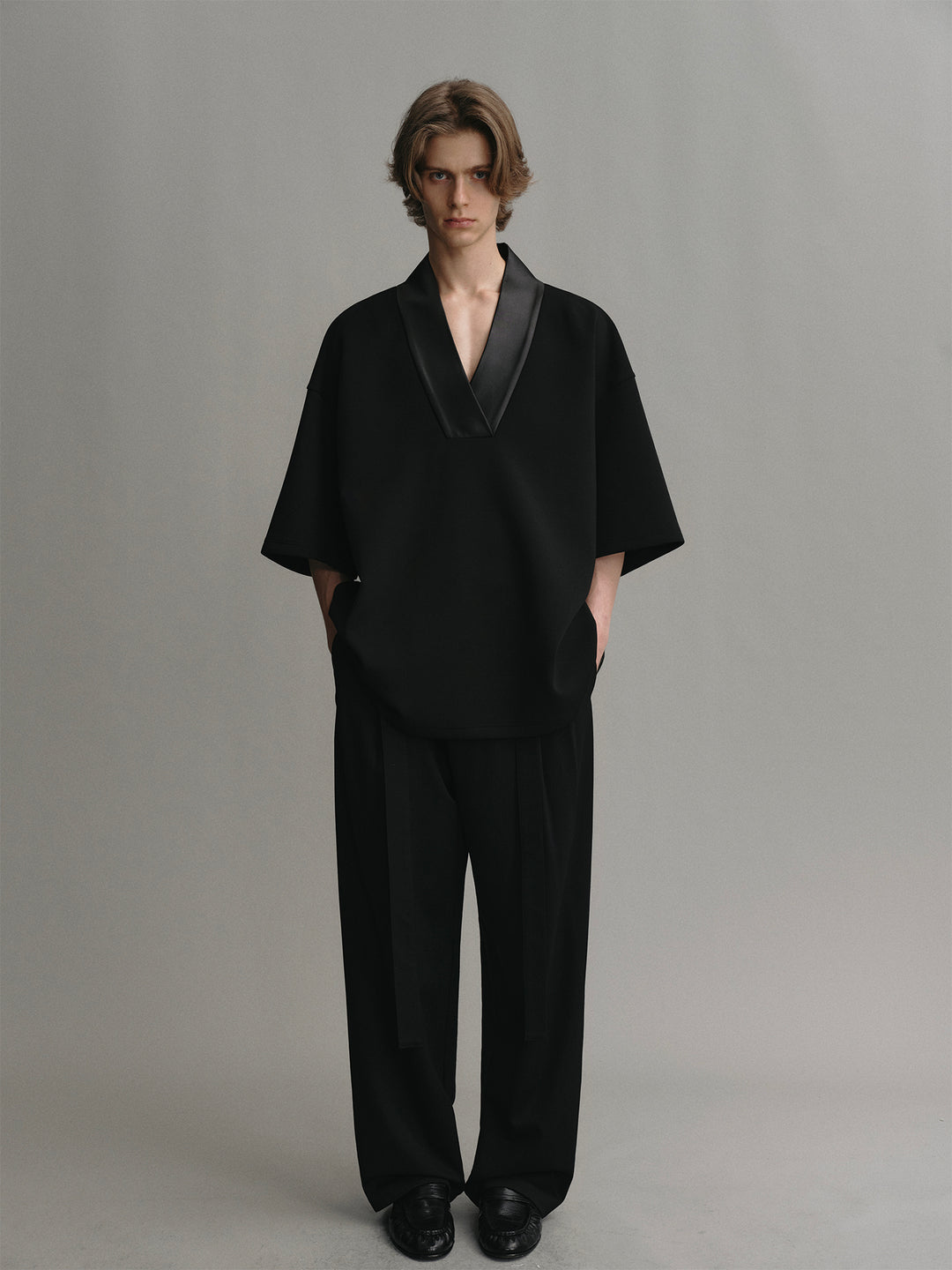 Wide-leg Wool Trousers With Australian Wool Belt Design