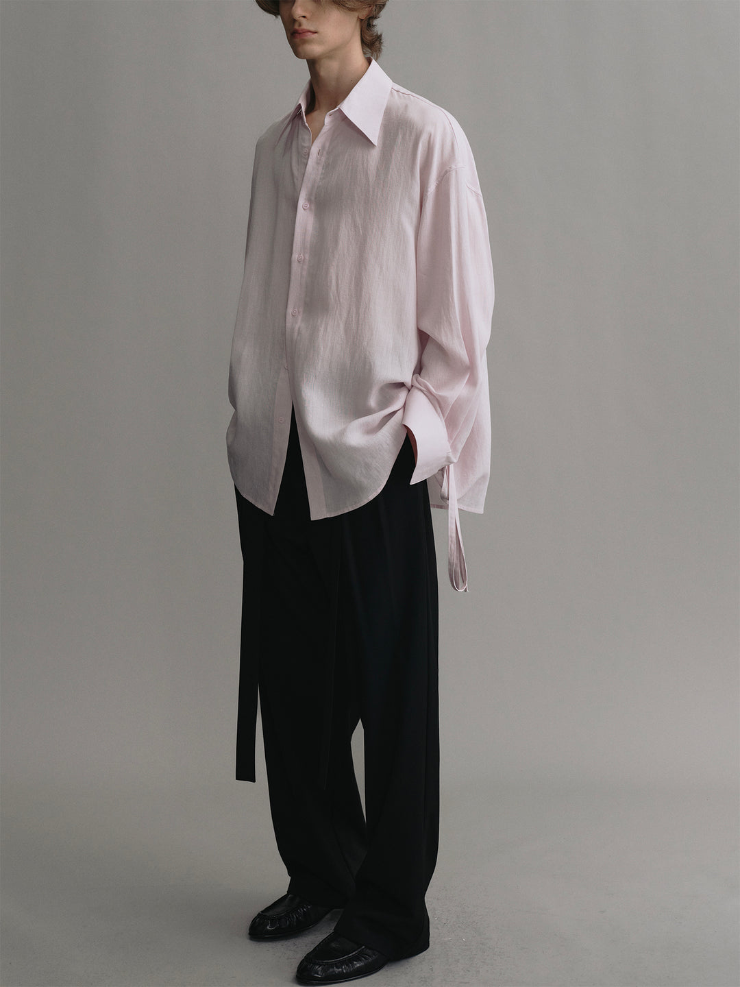 Wide-leg Wool Trousers With Australian Wool Belt Design