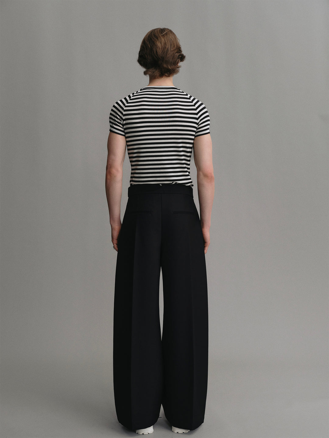 Black And White Striped Stretchy Slim - Fit T - Shirt Made Of Lyocell And Wool