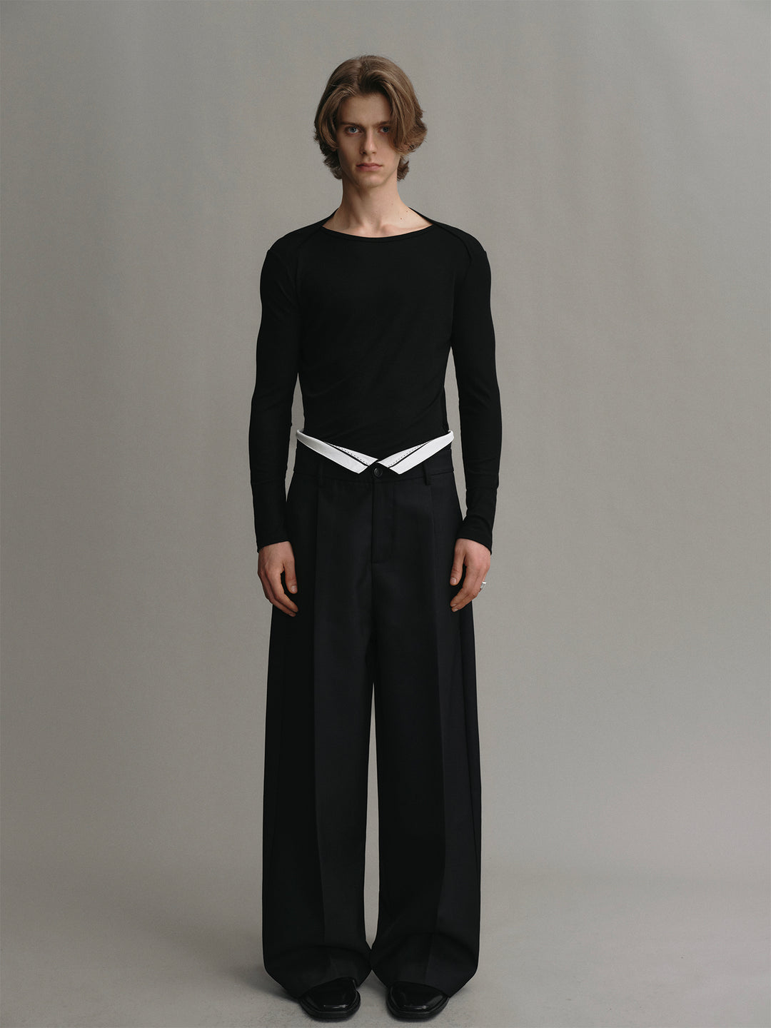 Crossed Off The Shoulder Lyocell & Acetate Long Sleeve T-shirt