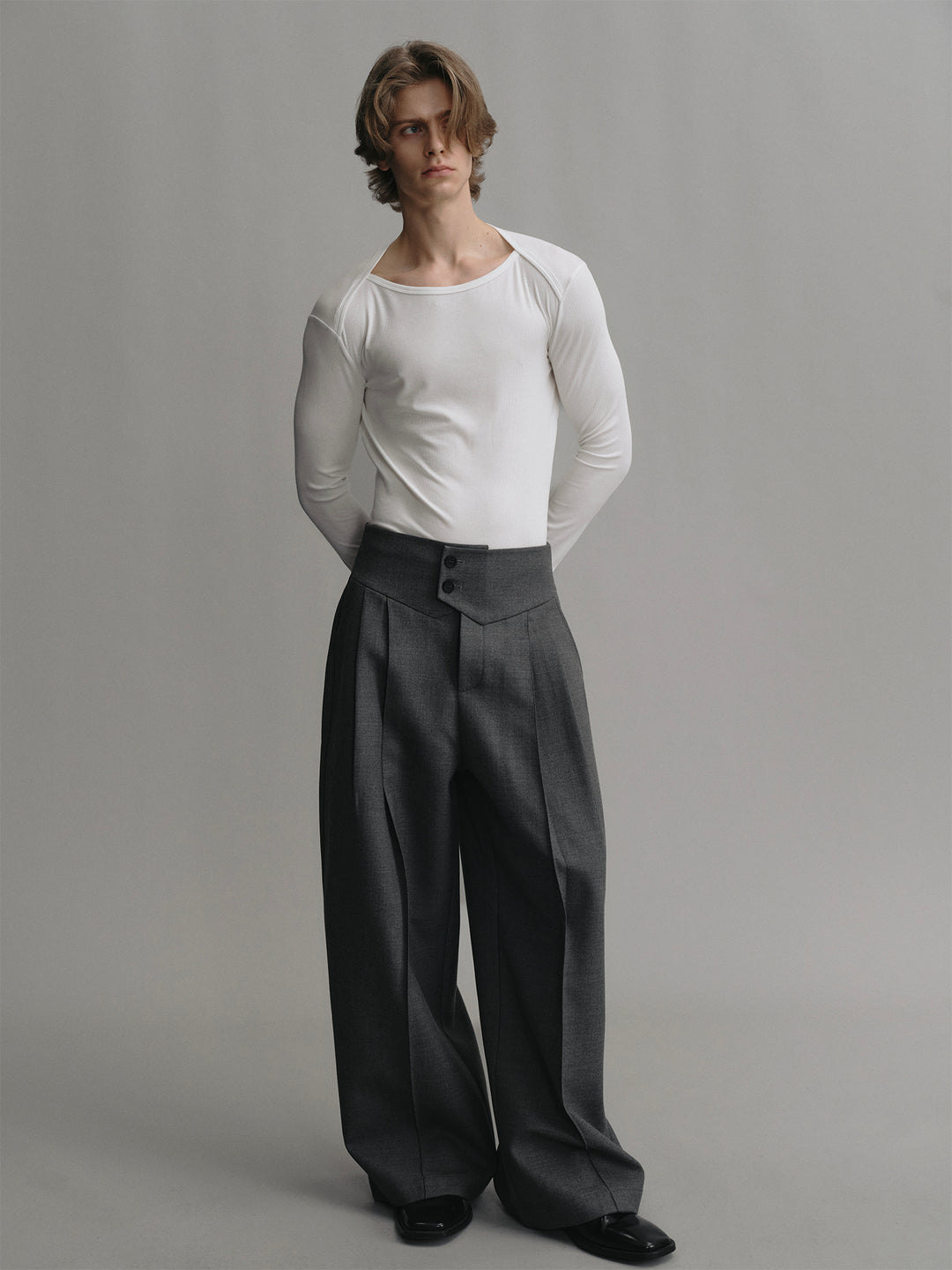 Crossed Off The Shoulder Lyocell & Acetate Long Sleeve T-shirt