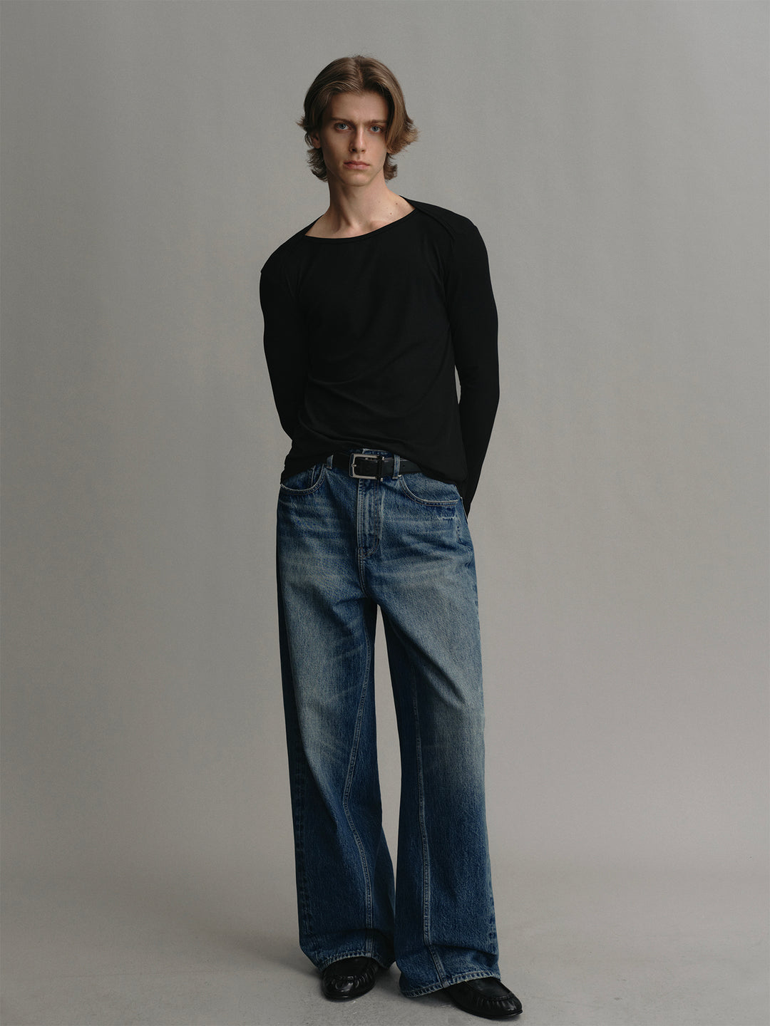 Crossed Off The Shoulder Lyocell & Acetate Long Sleeve T-shirt