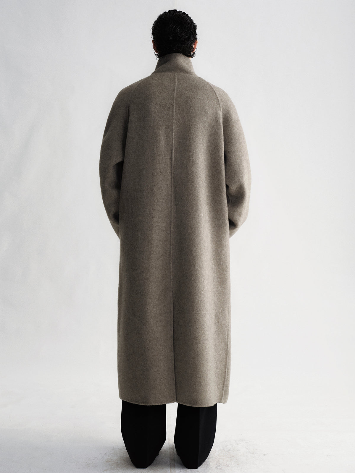 Khaki raglan sleeve woolen coat