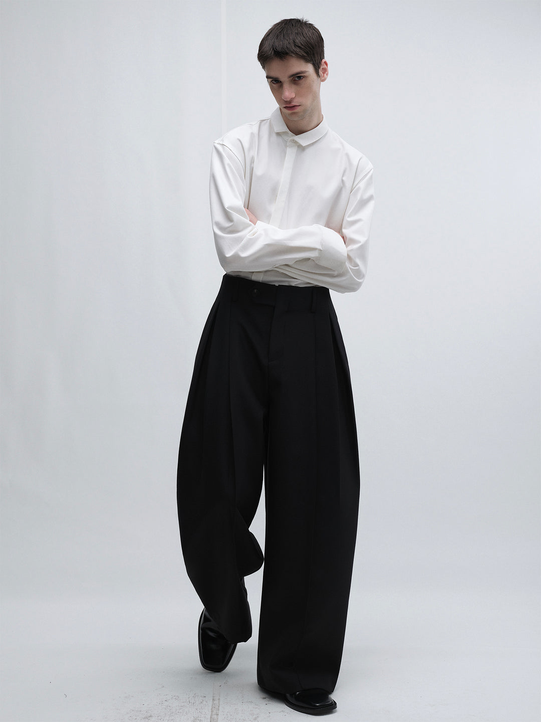 Woolen High-Waisted Wide-Leg Pants