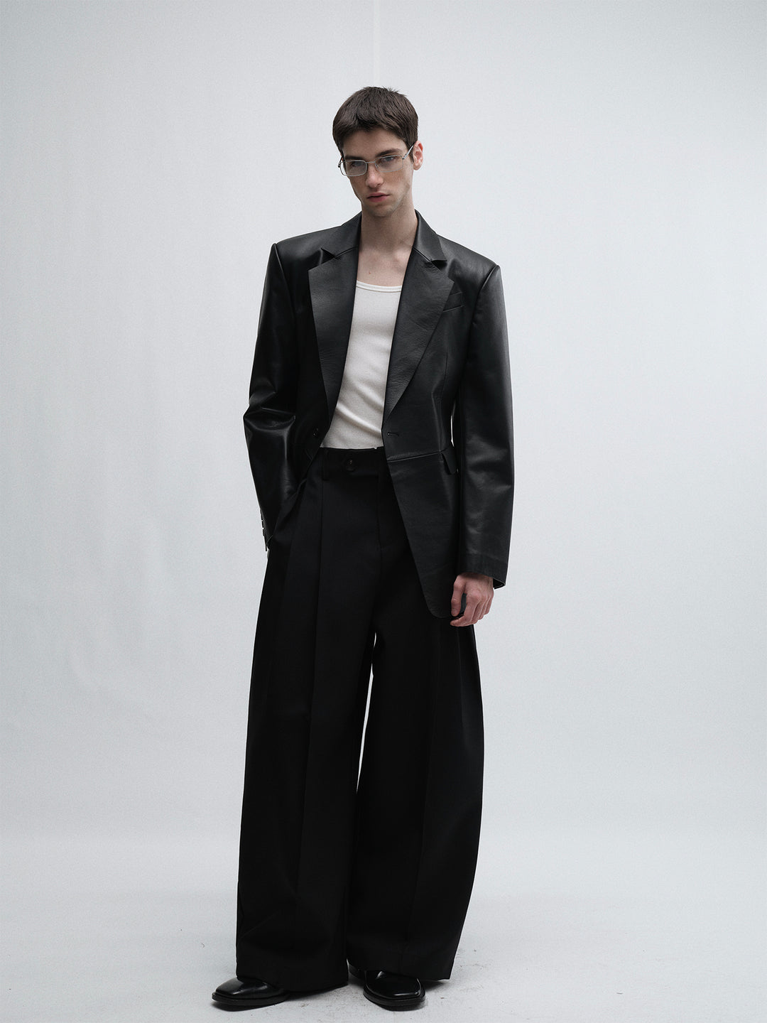 Woolen High-Waisted Wide-Leg Pants