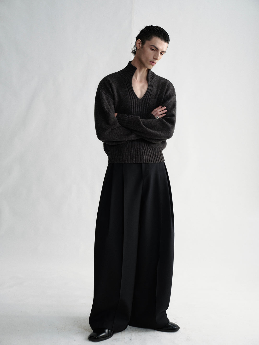 Dropped Shoulder With Hollow-Out Collar Sweater