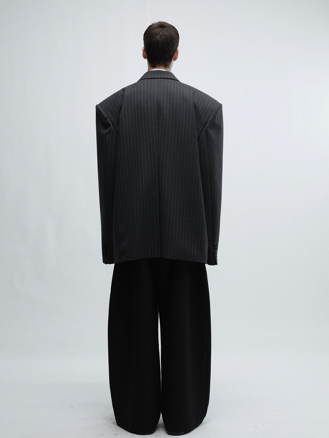 Gray Striped Oversized Blazer