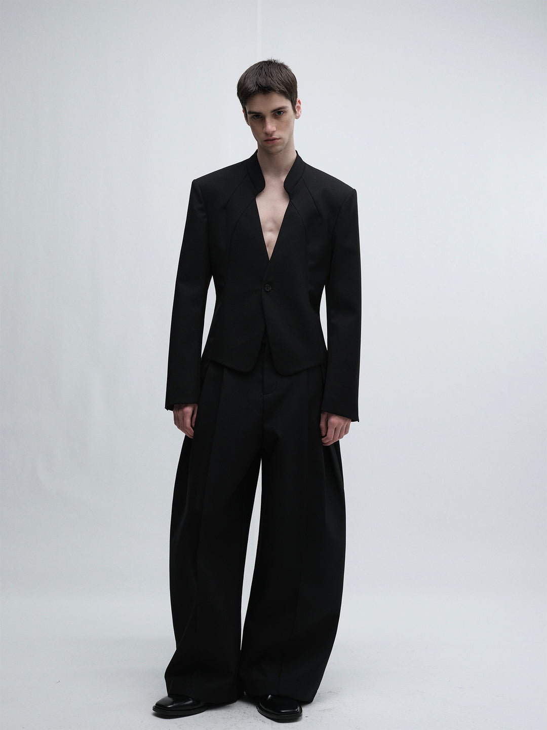 Woolen High-Waisted Wide-Leg Pants