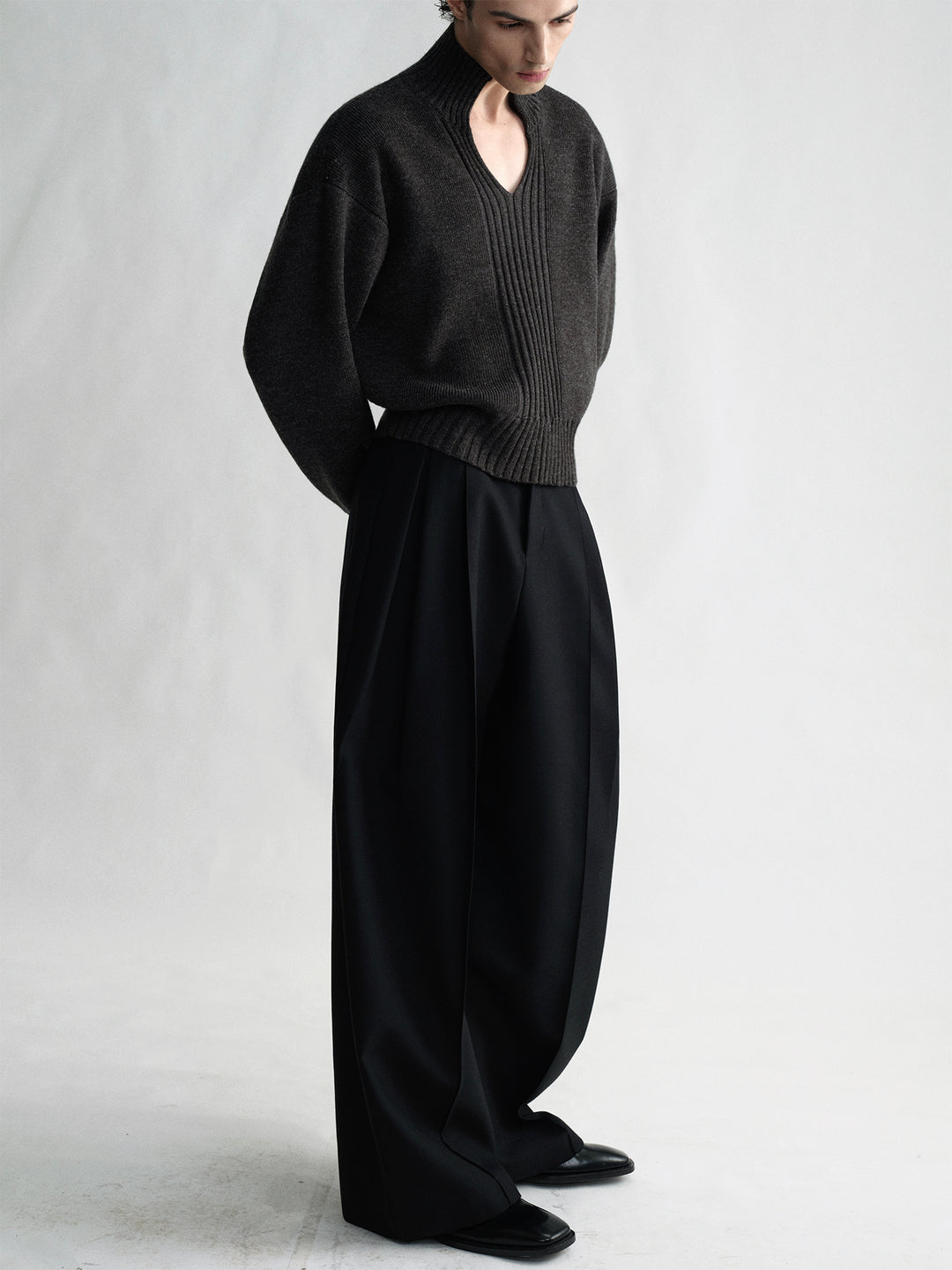 Dropped Shoulder With Hollow-Out Collar Sweater