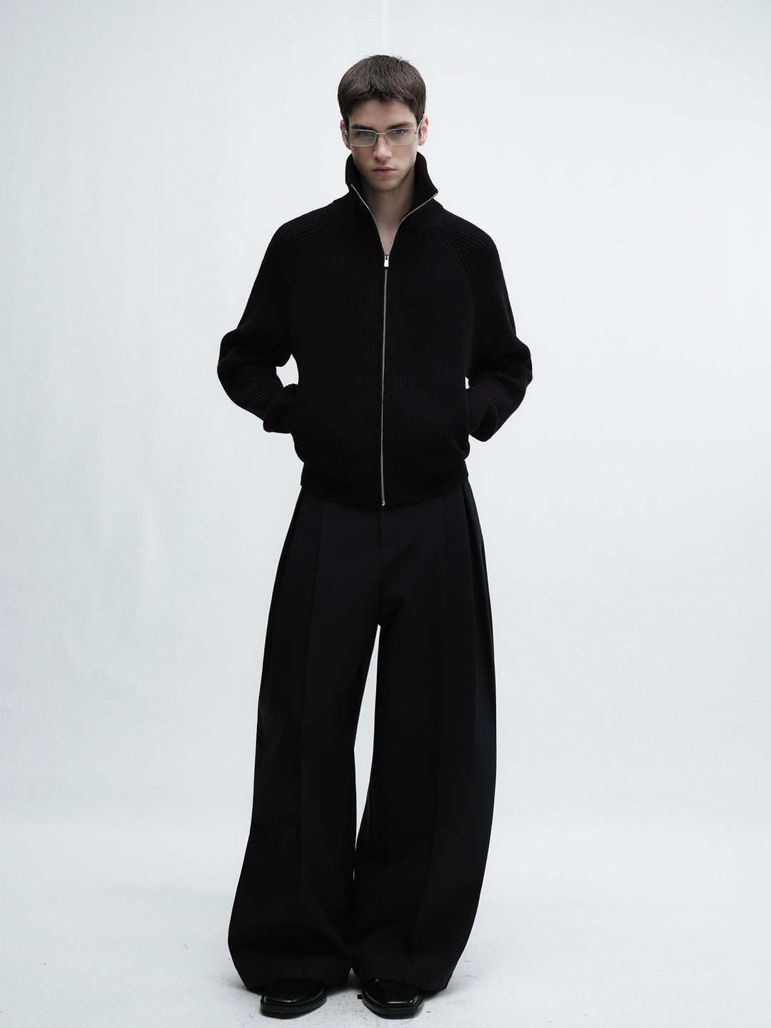 Stand-Up Collar Sweater With Zip