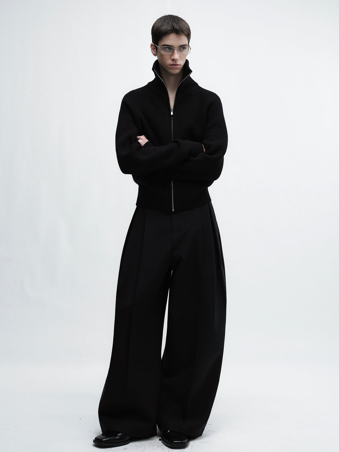 Woolen High-Waisted Wide-Leg Pants