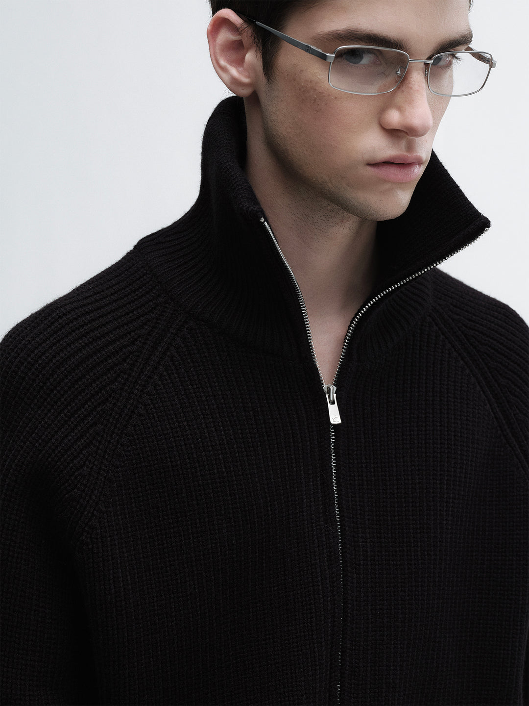 Stand-Up Collar Sweater With Zip