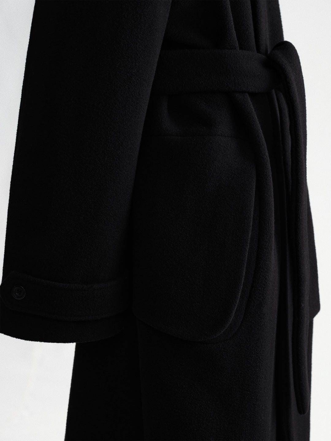 Stand-Up Collar Woolen Overcoat With Belt